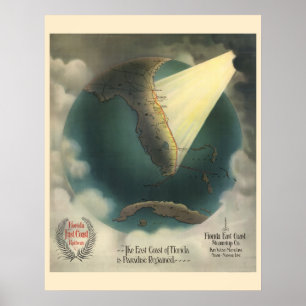 Poster de viagens da estrada de ferro de Florida