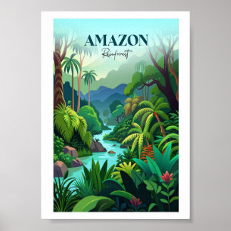 Poster de viagens da Floresta Amazônica