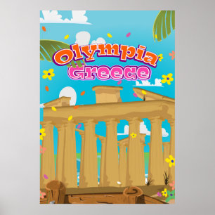 Poster de viagens da Grécia Olympia.