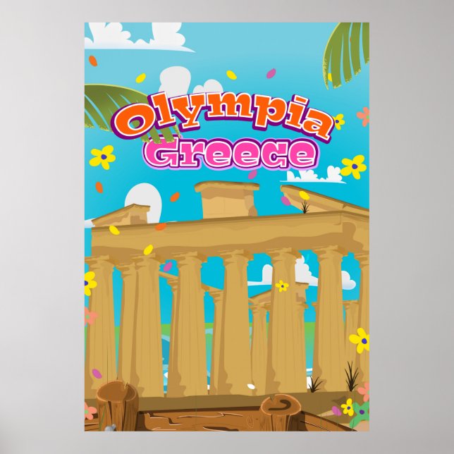 Poster de viagens da Grécia Olympia. (Frente)
