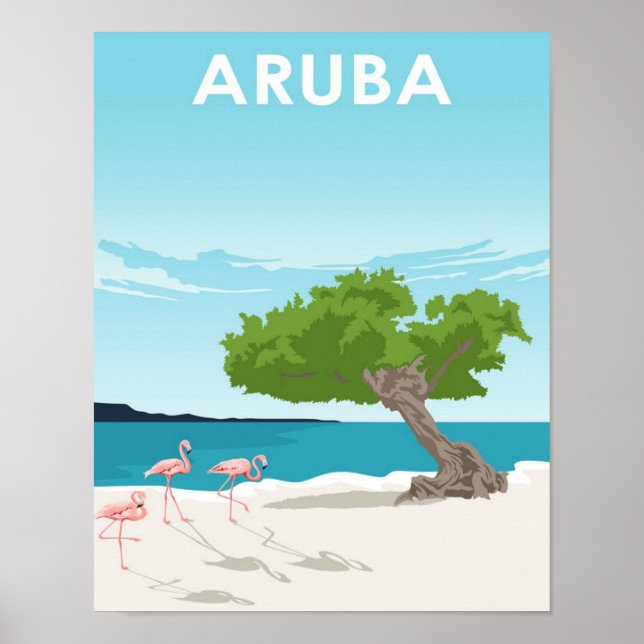 Poster de viagens da Ilha de Aruba (Frente)