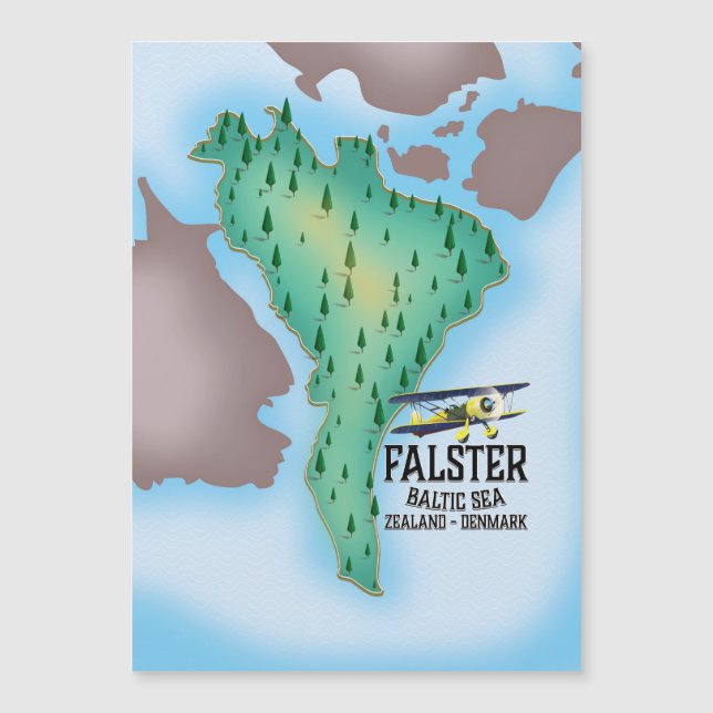Poster de viagens da Ilha Falster na Dinamarca. (Frente)