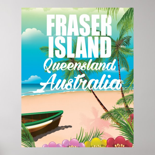 Poster de viagens da Ilha Queensland Fraser (Frente)