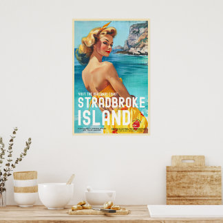 Poster de viagens da Ilha Stradbreak do Estilo Vin