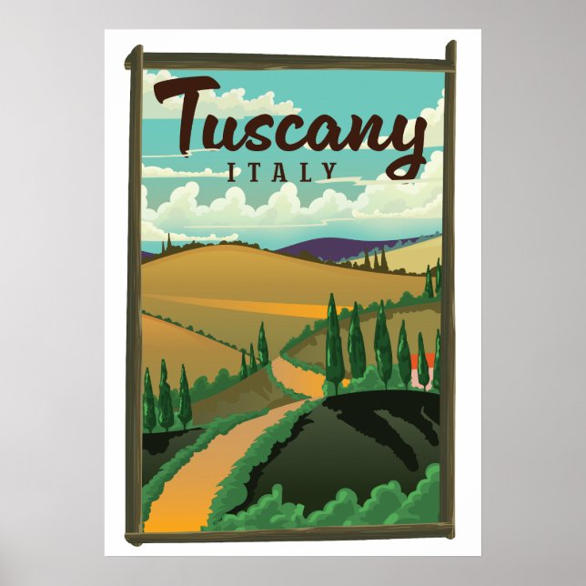 Poster de viagens da Itália da Toscana (Frente)