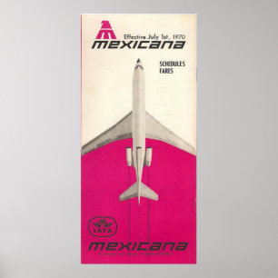 Poster de viagens da linha aérea Vintage Mexicana