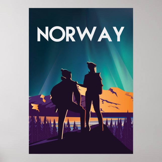 Poster de viagens da Noruega (Frente)