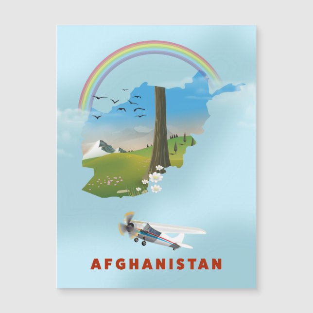 Poster de viagens da paisagem do mapa do Afeganist (Frente)