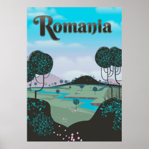 Poster de viagens da paisagem do vintage de