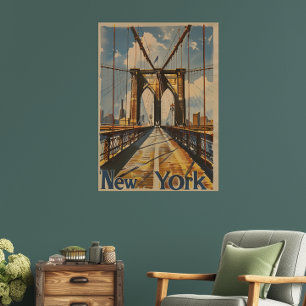Poster de viagens da ponte do Brooklyn em Nova Ior
