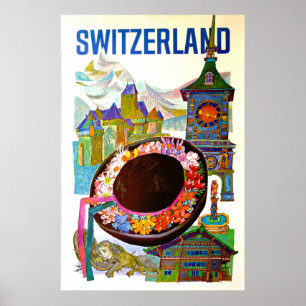 Poster de viagens da suiça do vintage