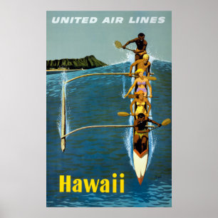 Poster de viagens Da United Air Lines Para O Havaí