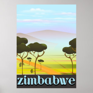 Poster de viagens das férias de Zimbabwe