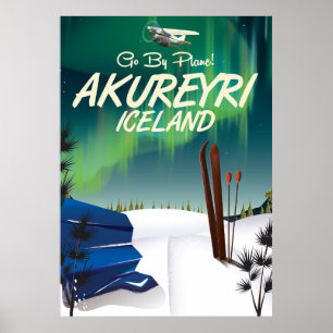 Poster de viagens de Akureyri Islândia