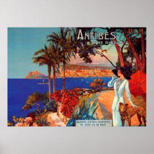 Poster de viagens de Antibes Cote d'Azur do