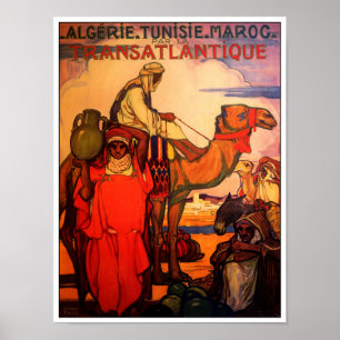 Poster de viagens de ARGÉLIA TUNÍSIA MARROCOS do