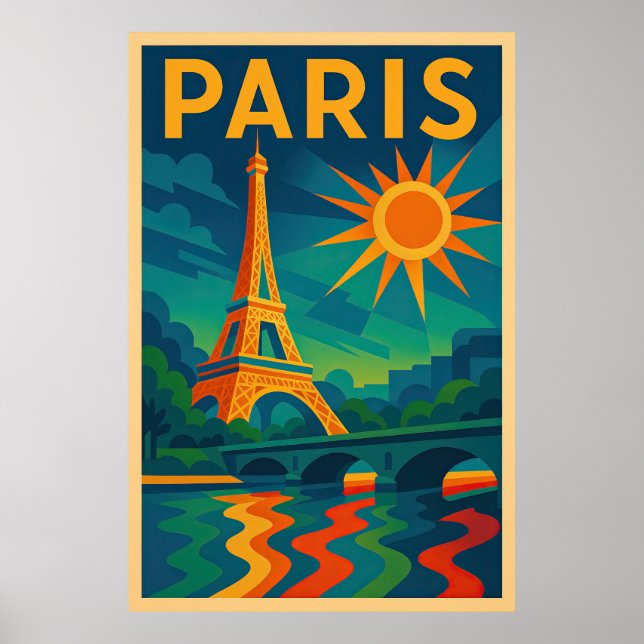 Poster de viagens de arte em Paris - 1920 de torre (Frente)