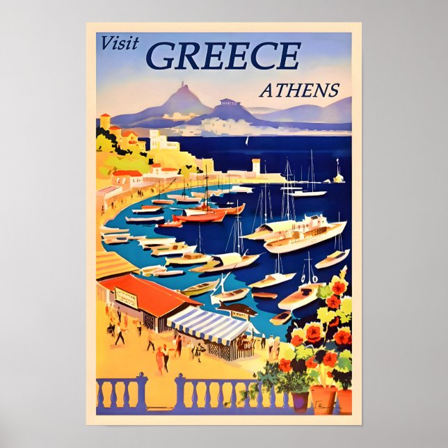 Poster de viagens de Atenas grécia (Frente)
