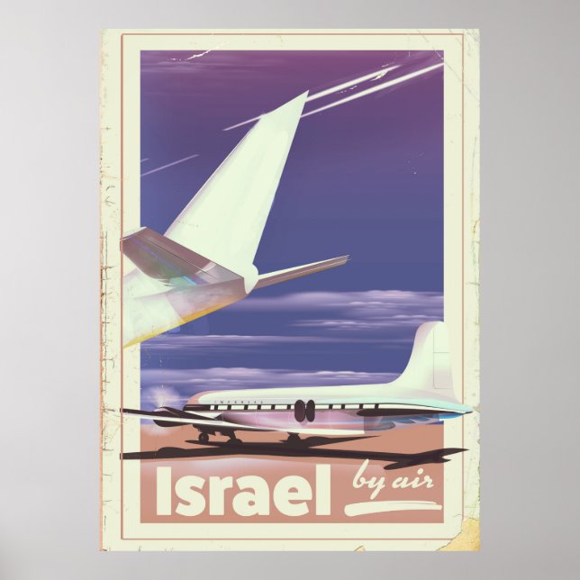 Poster de viagens de aviões comerciais de Israel (Frente)