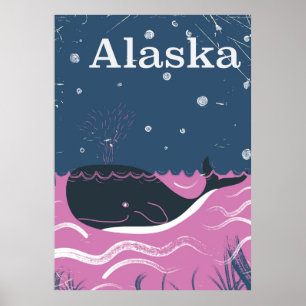 Poster de viagens de baleias-da-safra do Alaska
