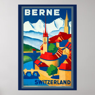 Poster de viagens de Berne Suiça de 1930 é lindo