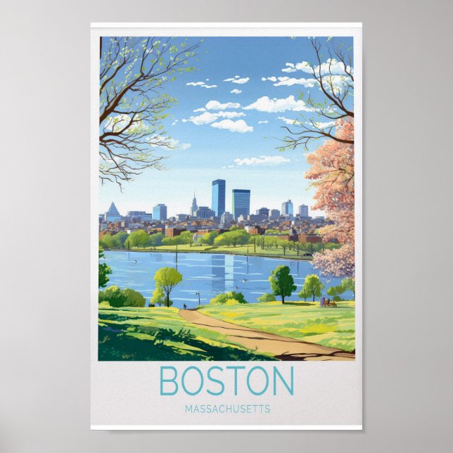 Poster de viagens de Boston - Arte Muro de Massach (Frente)