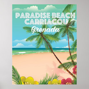 Poster de viagens de carruagem de praia do Paraíso