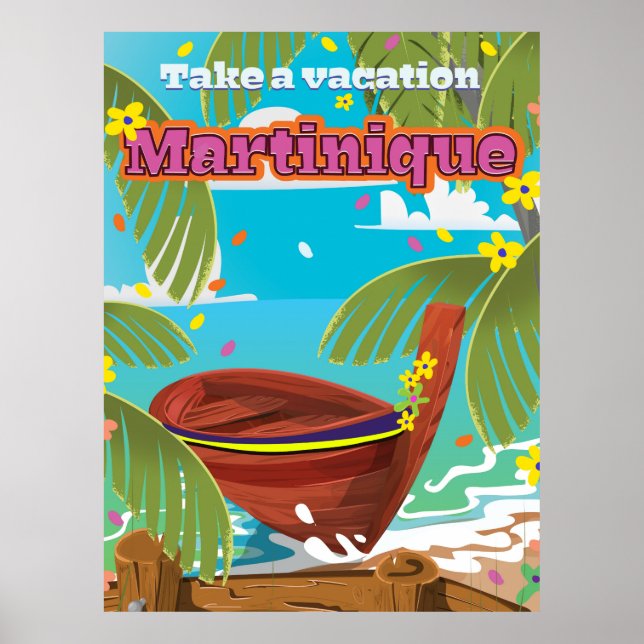 Poster de viagens de Cartoon Martinique (Frente)