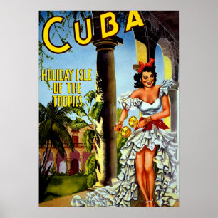 Poster de viagens de Cuba do vintage - trópicos d