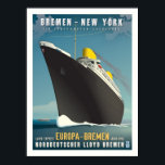 POSTER DE VIAGENS de Deco de Arte da SS Europa<br><div class="desc">Esta peça homenageia os anúncios do estilo Art Deco usados por linhas oceânicas durante o período de cerca da década de 1930. Apresentando o Nord Lloyd liners Europa e Bremen, esta peça homenageia dois liners que moldaram a história não só da design marítima, mas também do sucesso da Segunda Guerra...</div>