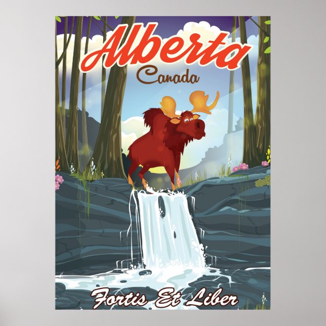 Poster de viagens de desenho animado Alberta Canad (Frente)