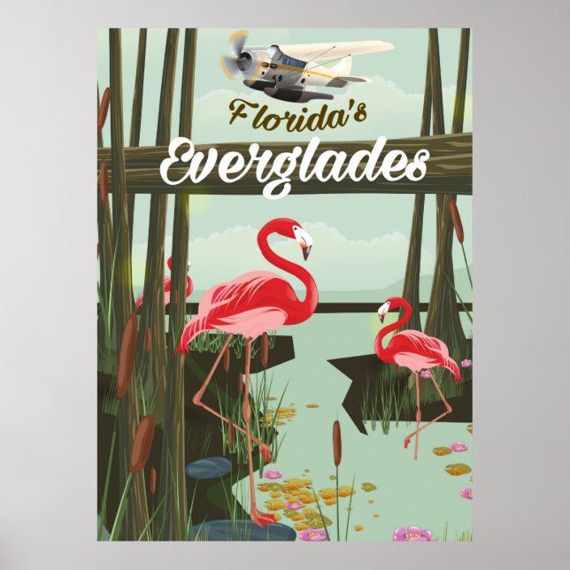 Poster de viagens de desenho animado da Florida Ev (Frente)
