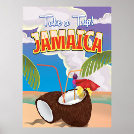 Poster de viagens de desenho animado da Jamaica