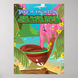 Poster de viagens de desenho animado da Jamaica