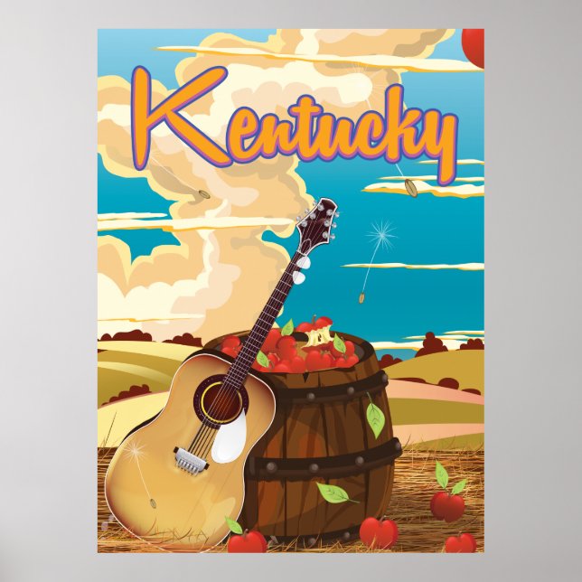 Poster de viagens de desenho animado do Kentucky V (Frente)