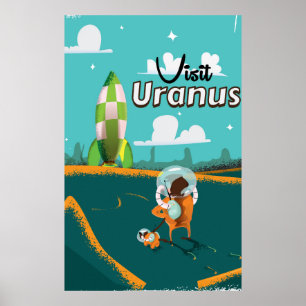 Poster de viagens de desenho animado do Urano Vint
