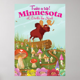 Poster de viagens de desenho de Minnesota