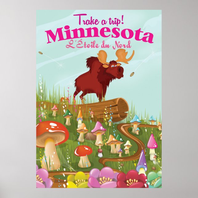 Poster de viagens de desenho de Minnesota (Frente)