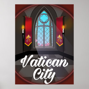 poster de viagens de desenhos da cidade Vaticano