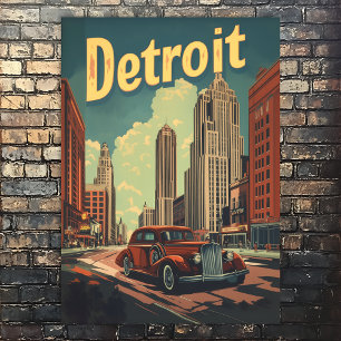 Poster de viagens de Detroit Michigan