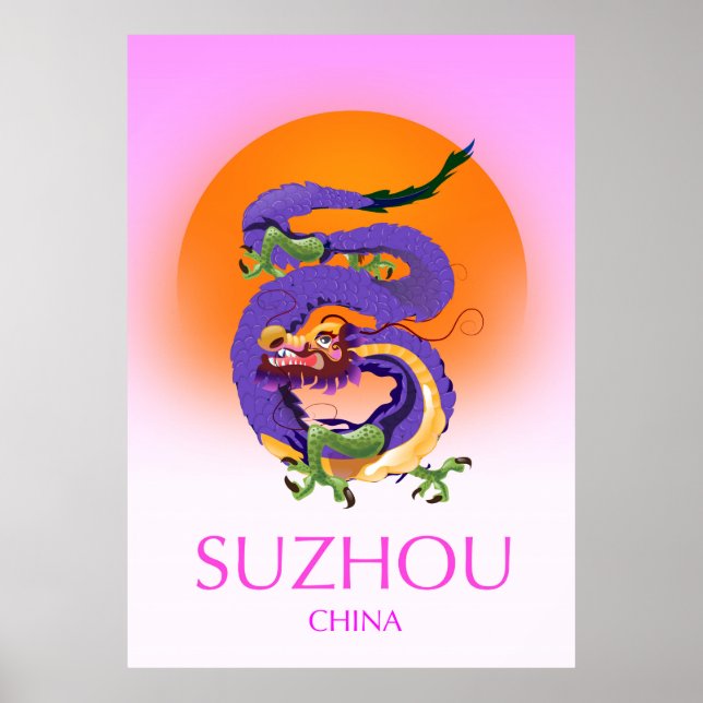 Poster de viagens de Dragão da China de Suzhou (Frente)