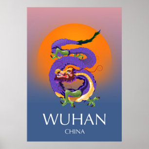 poster de viagens de Dragão de Wuhan China