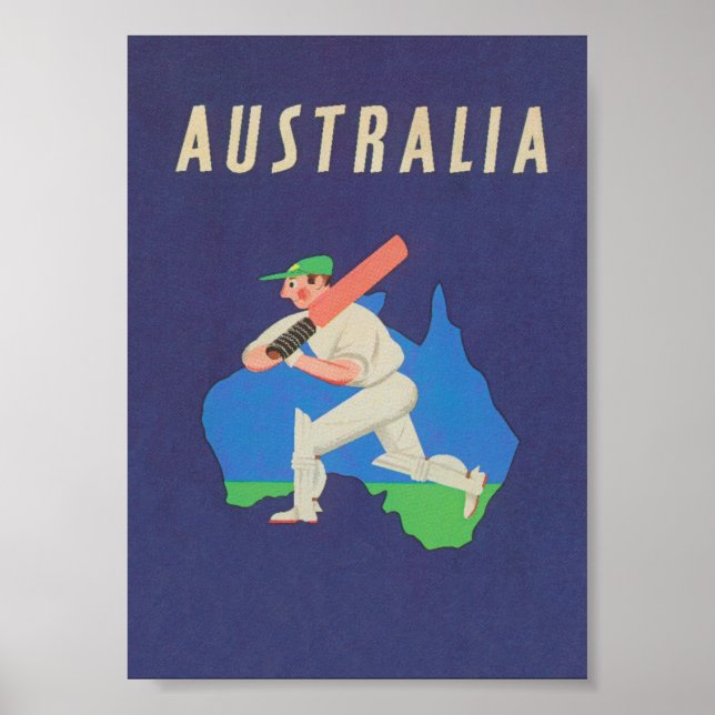 Poster de viagens de Esporte de Cricket na Austrál (Frente)