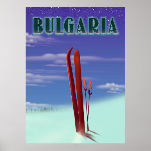 poster de viagens de esqui da Bulgária