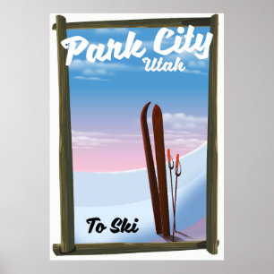 poster de viagens de Esqui de Park City Utah