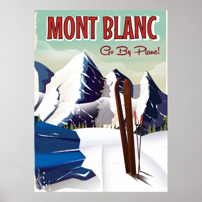 Poster de viagens de esqui do Monte Blanc (Frente)