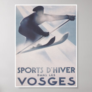Poster de viagens de Esqui Retro Vintage França