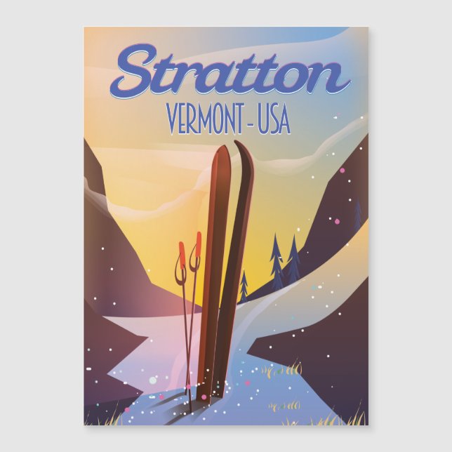 Poster de viagens de esqui Stratton Vermont (Frente)