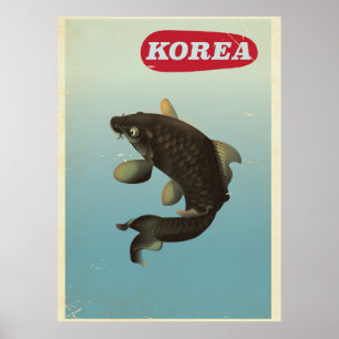 Poster de viagens de estilo de vintage da Coreia K
