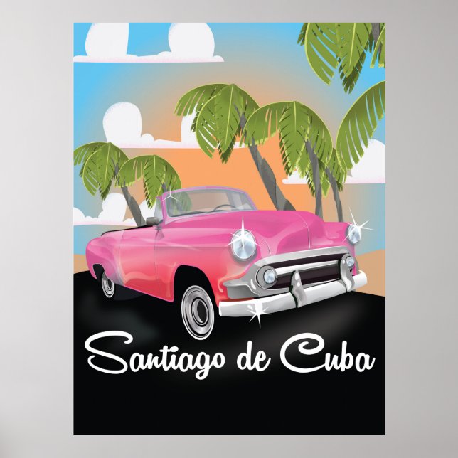 Poster de viagens de férias de Santiago de Cuba. (Frente)